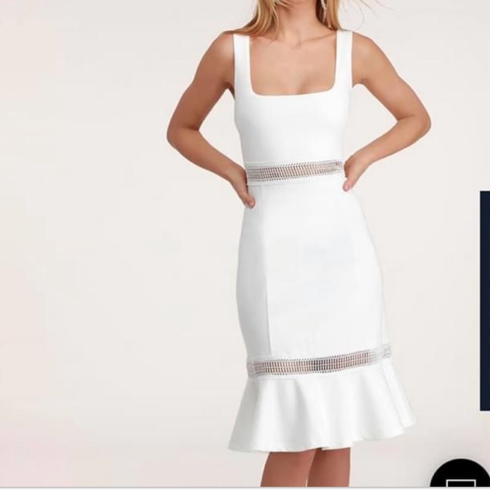 ‘Martini Mama’ White Crotchet Midi Dress